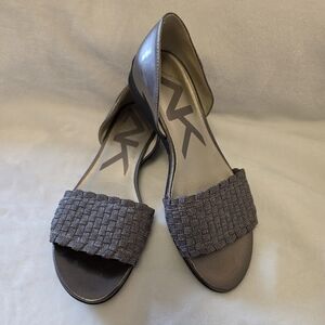 Anne Klein Sport Metallic Gray Flats